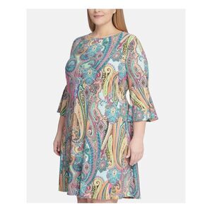 Tommy Hilfiger Womens Paisley Print Bell Sleeve Shift Dress 14W